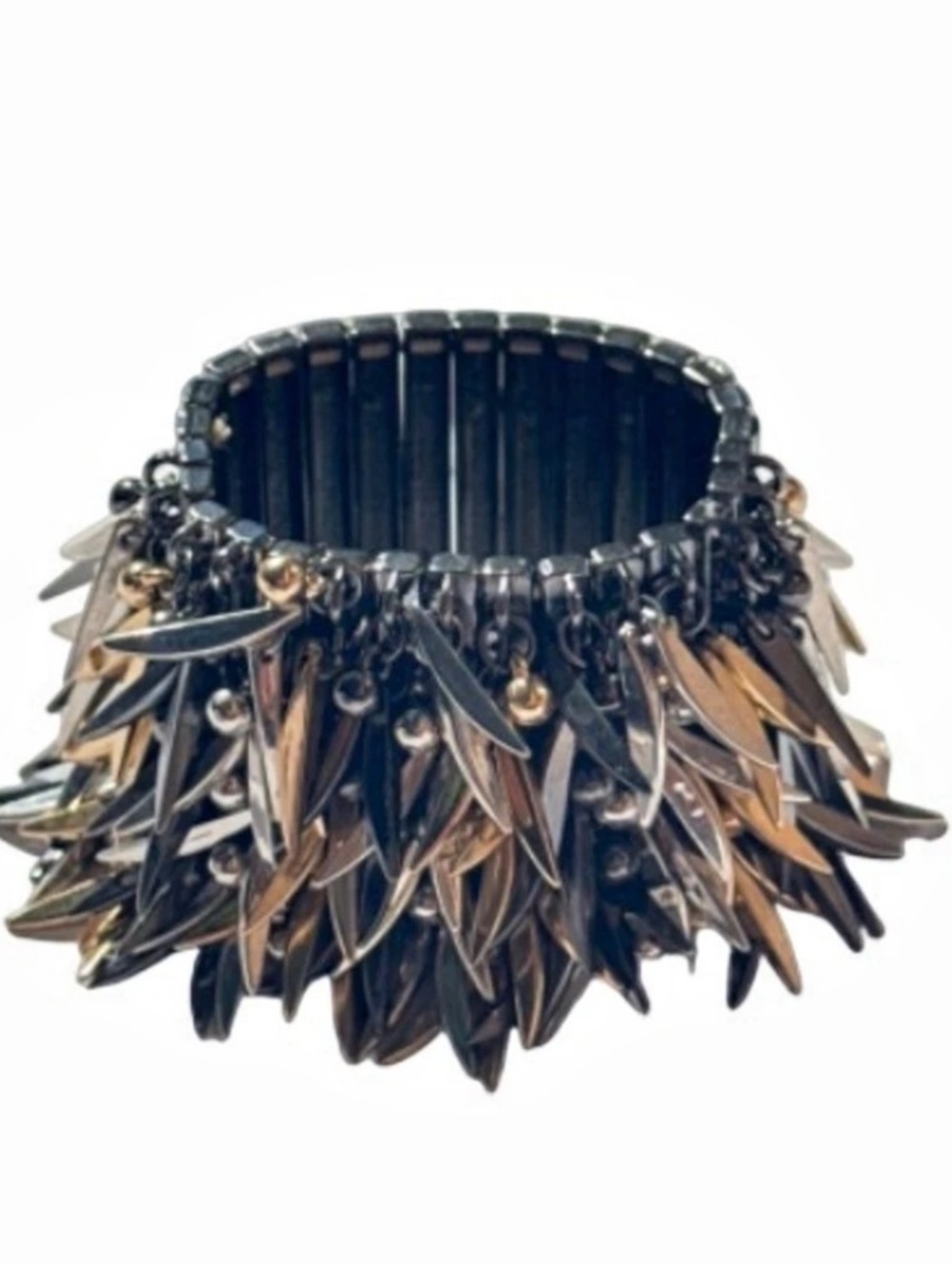 Cha cha Spiked Statement Cuff in Black & Gold Like New